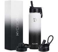 HydroPal Gourde Isotherme - Double couvercle (Paille & Bec), Garde le froid 24h / Le chaud 12h, Sans BPA Anti-fuite Pour Boissons Gazeuses (blanc/noir, 750ml)