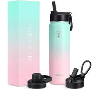 HydroPal Gourde Isotherme - Double couvercle (Paille & Bec), Garde le froid 24h / Le chaud 12h, Sans BPA Anti-fuite Pour Boissons Gazeuses (rose verdâtre, 750ml)