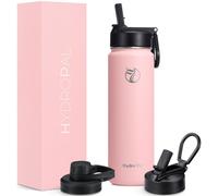 HydroPal Gourde Isotherme - Double couvercle (Paille & Bec), Garde le froid 24h / Le chaud 12h, Sans BPA Anti-fuite Pour Boissons Gazeuses (rose, 750ml)