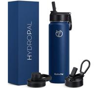 HydroPal Gourde Isotherme - Double couvercle (Paille & Bec), Garde le froid 24h / Le chaud 12h, Sans BPA Anti-fuite Pour Boissons Gazeuses (bleu cobalt, 750ml)