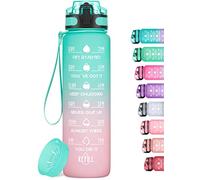 HydroPal Gourde Sport 1 Litre, Bouteille d'eau de motivation avec Marqueur de Temps, Gourde Filtrante & Bouteille pour Adulte sans BPA pour Sport, Gym, Bureau, Yoga (Vert pâle et rose pâle)