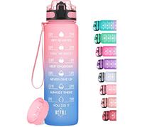 HydroPal Gourde Sport 1 Litre, Bouteille d'eau de motivation avec Marqueur de Temps, Gourde Filtrante & Bouteille pour Adulte sans BPA pour Sport, Gym, Bureau, Yoga (Poudre légère et bleu ciel)