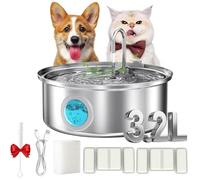 Hydropaws Fontaine à eau Hydropaws ultra silencieuse pour chiens, fontaines à eau en acier inoxydable de 3,2/7 L, donnez à vos chiens et chats une vie plus longue et plus saine avec de l'eau qui coule