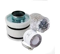 HYDROPLANETE Kit ventilation 100mm pour Growbox avec aspiration 190m3/h et filtre à charbon actif