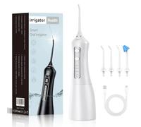 Hydropulse Pro - Portable Water Flosser with 4 Modes & 4 /7Tips, 1,800 Water Bursts/Min,360° Rotating Nozzle, Ipx7 Waterproof for Teeth Cleaning, Braces, and Implants (4 Nozzles,White)