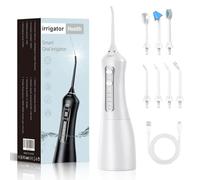 Hydropulse Pro - Portable Water Flosser with 4 Modes & 4 /7Tips, 1,800 Water Bursts/Min,360° Rotating Nozzle, Ipx7 Waterproof for Teeth Cleaning, Braces, and Implants (7 Nozzles,White)