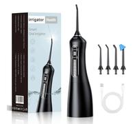 Hydropulse Pro - Portable Water Flosser with 4 Modes & 4 /7Tips, 1,800 Water Bursts/Min,360° Rotating Nozzle, Ipx7 Waterproof for Teeth Cleaning, Braces, and Implants (4 Nozzles,Black)