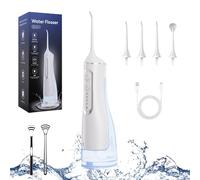 Hydropulse Pro - Portable Water Flosser with 4 Modes & 4 Tips, Adjustable Modes Normal, Soft, Pulse and DIY, Cordless Portable, 1,800 Water Bursts/Min, 320ml Larger Tank for Home & Travel Use (White)