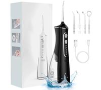 Hydropulse Pro Portable Water Flosser with 4 Modes & 8 Tips, 1,800 Water Bursts/Min, 360° Rotating Nozzle, Adjustable Modes Normal, Soft, USB-C Rechargeable - Deep Clean for Travel & Home (Black)