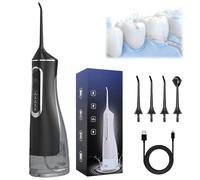 Hydropulse Pro - Portable Water Flosser with 4 Modes & 8 Tips, 320ml Cordless Oral Irrigator, Ipx7 Waterproof Rechargeable Dental Flosser Picks, 360° Rotating Nozzle for Teeth Cleaning(Noir)