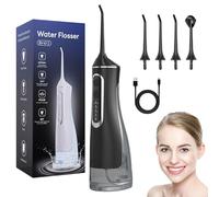 Hydropulse Pro - Portable Water Flosser with 4 Modes & 8 Tips, 360° Rotating Nozzle, 1,800 Water Bursts/Min, 320ml Large Tank for Teeth Cleaning, Braces, and Implants (Black)