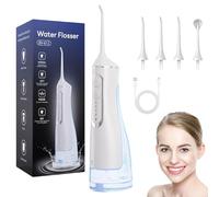Hydropulse Pro - Portable Water Flosser with 4 Modes & 8 Tips, 360° Rotating Nozzle, 1,800 Water Bursts/Min, 320ml Large Tank for Teeth Cleaning, Braces, and Implants (White)