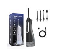 HydroPulse Pro - Portable Water Flosser with 4 Modes & 8 Tips, Large 320 ml Tank, 360° Rotating Nozzle, USB-C Rechargeable, for Travel & Deep Cleaning (Black)