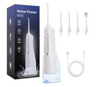 Hydropulse Pro - Portable Water Flosser with 4 Modes & 8 Tips, Oral Irrigator Portable, USB Rechargeable Ipx7 Waterproof Water, 300ml Tank, Adults Teeth Cleaning, for Home and Travel (White)
