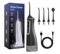 Hydropulse Pro - Portable Water Flosser with 4 Modes & 8 Tips, Oral Irrigator Portable, USB Rechargeable Ipx7 Waterproof Water, 300ml Tank, Adults Teeth Cleaning, for Home and Travel (Black)