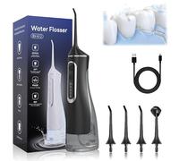 Hydropulse Pro - Portable Waterflosser | Oral Irrigator Portable | 4 Modes | 320ml Tank | USB Rechargeable | Ipx7 Waterproof | with 4 Jet Tips | for Teeth Cleaning, Braces, and Implants (Black)