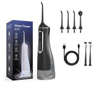 Hydropulses Pro - Portable Water Flosser with 4 Modes & 8 Tips, Adjustable Modes Normal, Soft, Pulse, and DIY, 360° Rotating Nozzle, Ipx7 Waterproof for Teeth Cleaning, Braces, and Implants (Black)
