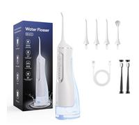 Hydropulses Pro - Portable Water Flosser with 4 Modes & 8 Tips, Adjustable Modes Normal, Soft, Pulse, and DIY, 360° Rotating Nozzle, Ipx7 Waterproof for Teeth Cleaning, Braces, and Implants (White)