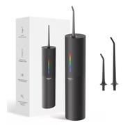Hydropulseur anti-amygdales pour éviter la mauvaise haleine, noir mat | Machine à fil dentaire portable sans fil rechargeable de voyage, indispensable pour les ponts dentaires, IPX7