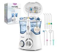 Hydropulseur Aquapik Pro 600 ml 10 Niveaux 8 Buses Water Flosser, Jet Blanc
