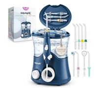 Hydropulseur Aquapik Pro 600 ml 10 Niveaux 8 Buses Water Flosser, Jet Bleu.