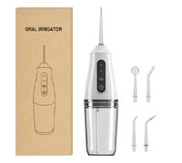 Hydropulseur avec buse parodontale - 3 modes de blanchiment des dents sans fil, étanchéité IPX6 de 230 ml, pour gencives et appareils dentaires sensibles (ensemble de voyage blanc)