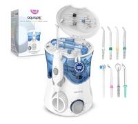 Hydropulseur Dentaire Aquapik Pro - Irrigateur Buccal Professionnel à Jet d’Eau, 8 Buses & 10 Niveaux de Pression, Réservoir 600 ml, Water Flosser, Blanc et Bleu