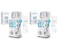 Hydropulseur dentaire Aquapik Water flosser IPX8 avec 10niveaux de pression, 8 embouts, réservoir 600 ml, idéal orthodontie, implants et gencives sensibles Blanc (Lot de 2)