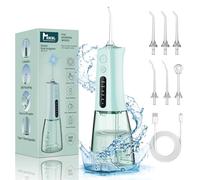 Hydropulseur dentaire avec écran OLED - Nettoyage des dents sans fil - 5 modes - Irrigateur buccal - 300 ml - Portable et rechargeable par USB C - IPX7 - Étanche - Fil dentaire (noir)