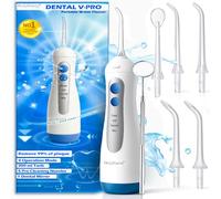 Hydropulseur dentaire DENTAL V-PRO 300 ml |Jet dentaire hydropulseur IPX-7,USB-C pour hygiene dentaire, cure dent |Hydropulseur avec 5 buses et 1 miroir dentaire | water flosser