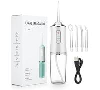 Hydropulseur Dentaire Portable, 4 Jets, 3 Modes, Irrigateur Buccal Électrique (Blanc)
