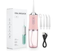 Hydropulseur Dentaire Portable, 4 Jets, 3 Modes, Irrigateur Buccal Électrique (Rose)