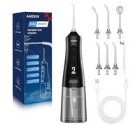 Hydropulseur dentaire pour le nettoyage des dents, 350 ml, 7 jets, 9 modes, hydropulseur électrique rechargeable IPX7, étanche, nettoyage en profondeur 2025, pour voyage et maison, noir