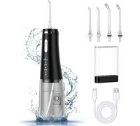 Hydropulseur dentaire sans fil, 300 ml, portable et rechargeable par USB, hydropulseur dentaire électrique avec 4 modes et 4 embouts de jet, étanchéité IPX7 pour soins bucco-dentaires