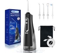 Hydropulseur dentaire sans fil - Portable et rechargeable - Réservoir d'eau de 310 ml - Étanche IPX7 - Pour la maison et les voyages - Noir