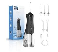 Hydropulseur dentaire sans fil pour les dents, 350 ml, 4 modes, irrigateur buccal portable avec 4 embouts de jet, hydropulseur buccal rechargeable, étanche IPX7 pour la maison et les voyages