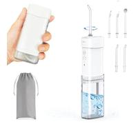 Hydropulseur dentaire sans fil, rotation à 60 ° avec 5 modes, étanchéité IPX7, 200 ml et 6 jets de nettoyage, convient pour la maison/les voyages