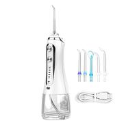 Hydropulseur électrique portable, irrigateur buccal portable sans fil de 300 ml, chargement USB, 5 buses, 5 modes d'impulsion, étanchéité IPX7, un clic pour renouveler la santé bucco-dentaire