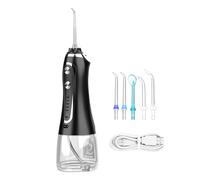 Hydropulseur électrique portable, irrigateur buccal portable sans fil de 300 ml, chargement USB, 5 buses, 5 modes d'impulsion, étanchéité IPX7, un clic pour renouveler la santé bucco-dentaire