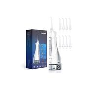 Hydropulseur Jet Dentaire Rechargeable Portable Sans Fil Ultrasonique Irrigateur Oral Dentaire Electrique Professionnel avec 8 Busettes 300ML -Gris