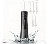 Hydropulseur portable pour cure-dents - Irrigateur buccal électrique sans fil pour adultes et gencives sensibles 300 ml 5 embouts de jet, étanche IPX7 pour voyage, rechargeable sans BPA, 4 modes