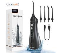 Hydropulseur Portable Sans Fil F18, 3 Modes de Nettoyage, Étanche, Rechargeable, 4 Buses pour Nettoyer les Gencives Black Set1