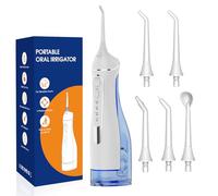 Hydropulseur pour cure-dents, irrigateur buccal portable avec 4 modes, 5 embouts de jet, hydropulseur rechargeable IPX7 pour soins des gencives sensibles, réservoir de 300 ml pour usage domestique et