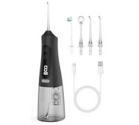 Hydropulseur pour le nettoyage des dents - 9 modes - Irrigateur buccal rechargeable - 4 embouts - Batterie puissante - Pics dentaires - Étanchéité IPX7 - Réservoir d'eau de 350 ml pour la maison et