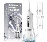 Hydropulseur pour le nettoyage des dents et la soie dentaire, 5 modes d'irrigateur buccal sans fil rechargeable, nettoyeur de dents, réservoir d'eau de 320 ml, étanche IPX7, fil dentaire électrique