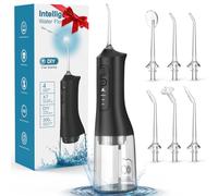 Hydropulseur rechargeable 300 ml IPX7 étanche sans fil portable avec 4 modes et 6 embouts de jet remplaçables - Nettoyant professionnel pour un usage quotidien à la maison, les voyages, les gencives
