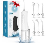 Hydropulseur rechargeable 300 ml IPX7 étanche sans fil portable avec 4 modes et 6 embouts de jet remplaçables - Nettoyant professionnel pour un usage quotidien à la maison, les voyages, les gencives