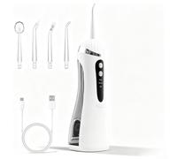 Hydropulseur sans fil 300 ml 3 modes de nettoyage en profondeur (blanc) | 3 modes de nettoyage : pouls doux normal, réservoir de 300 ml, élimination profonde de la plaque dentaire
