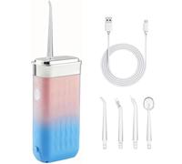 Hydropulseur sans fil pour adultes - Irrigateur buccal portable avec 3 modes, 4 embouts de jet et étanchéité IPX7, nettoyeur de dents de voyage pour appareils dentaires, implants et soins dentaires