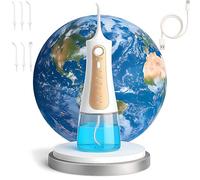 Hydropulseur sans fil pour le nettoyage des dents - 5 modes, 6 pointes, irrigateur buccal portable de 350 ml, rechargeable par USB, étanche IPX7, appareil dentaire pour la maison et les voyages